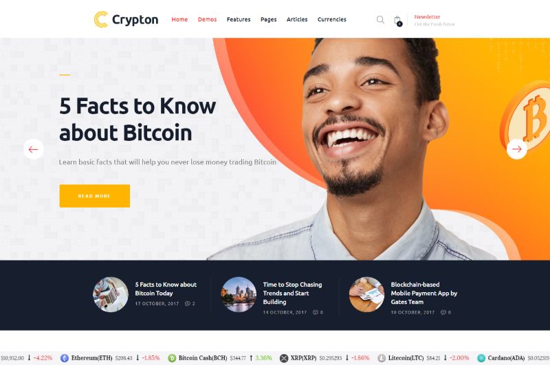 Crypton Bitcoin Cryptocurrency WordPress Theme