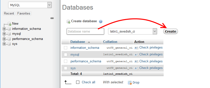 Enter new database name