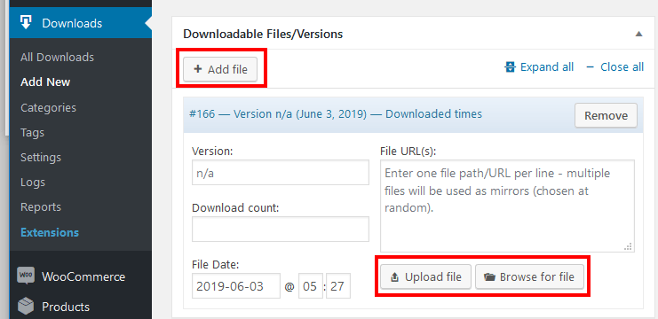 Download Monitor WordPress Plugin Add File