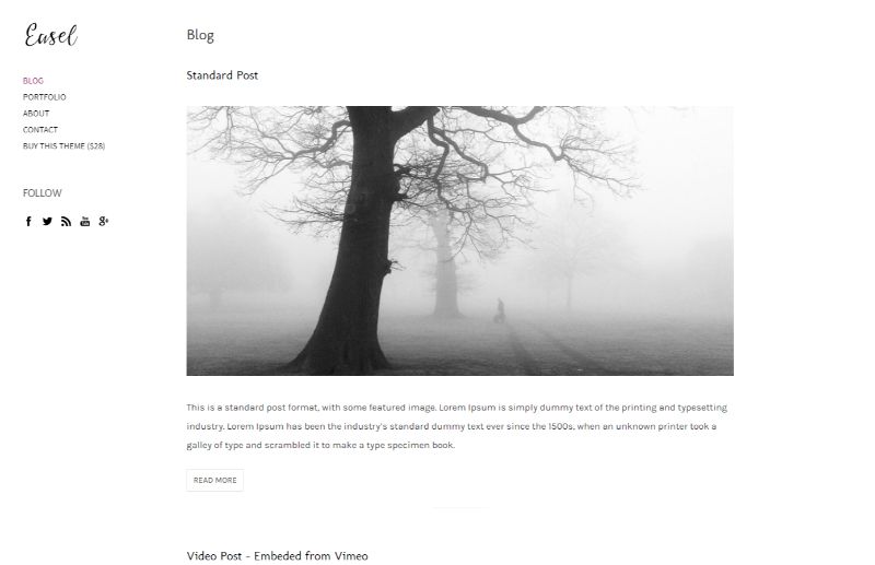 Easel WordPress Minimalist Theme