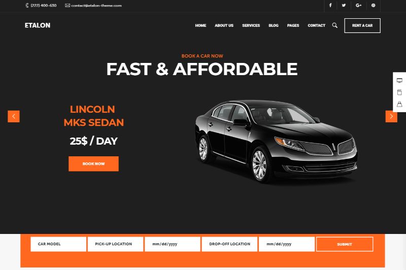 Etalon Automotive WordPress Theme