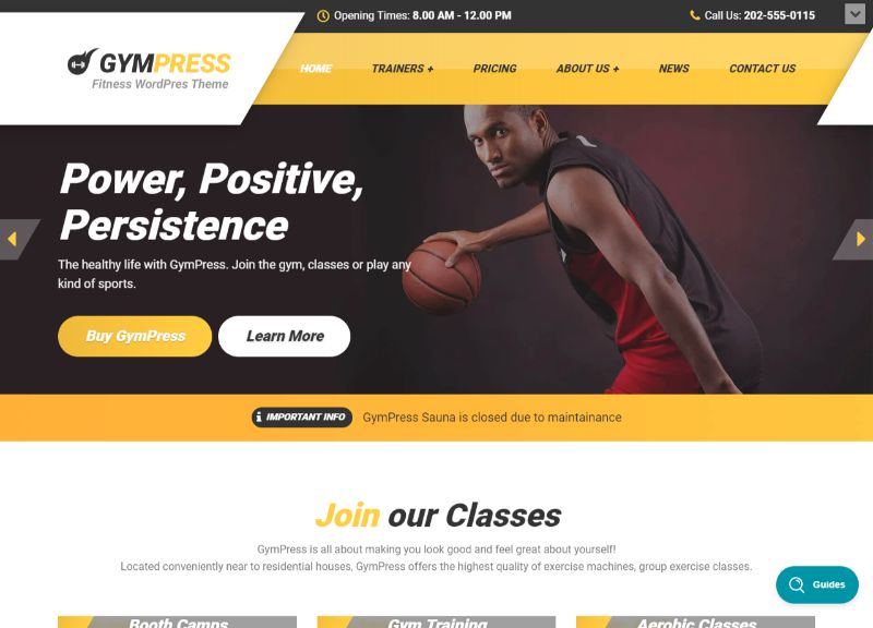 GymPress Fitness WordPress Theme