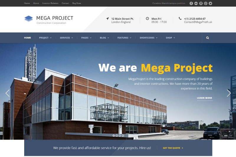 Mega Project Architecture WordPress Theme