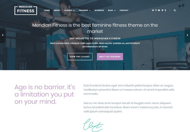 Meridian Fitness WordPress Theme