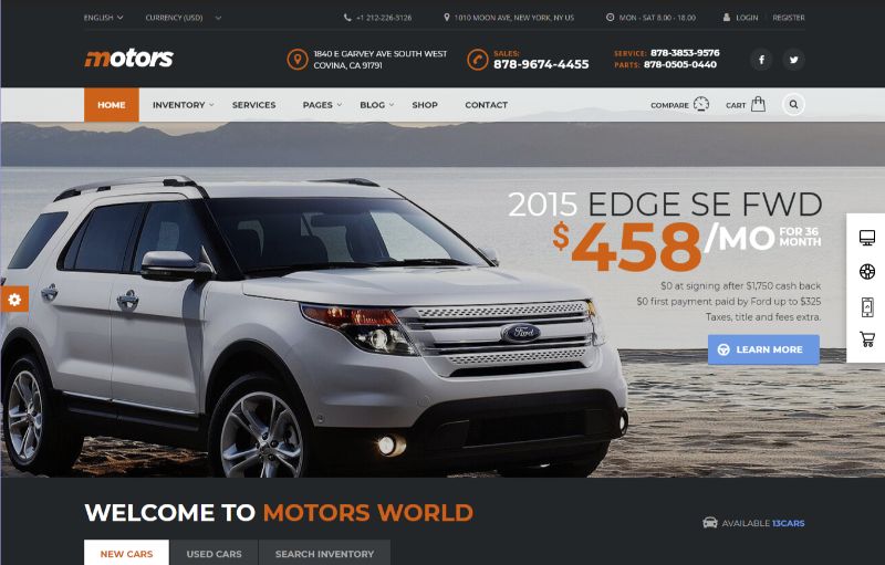 Motors Automotive WordPress Theme