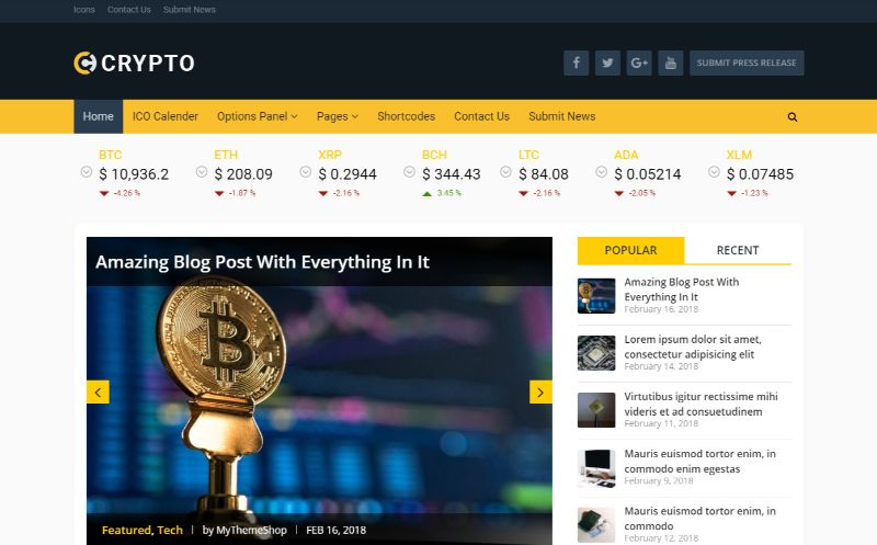 MyThemeShop Bitcoin Cryptocurrency WordPress Theme