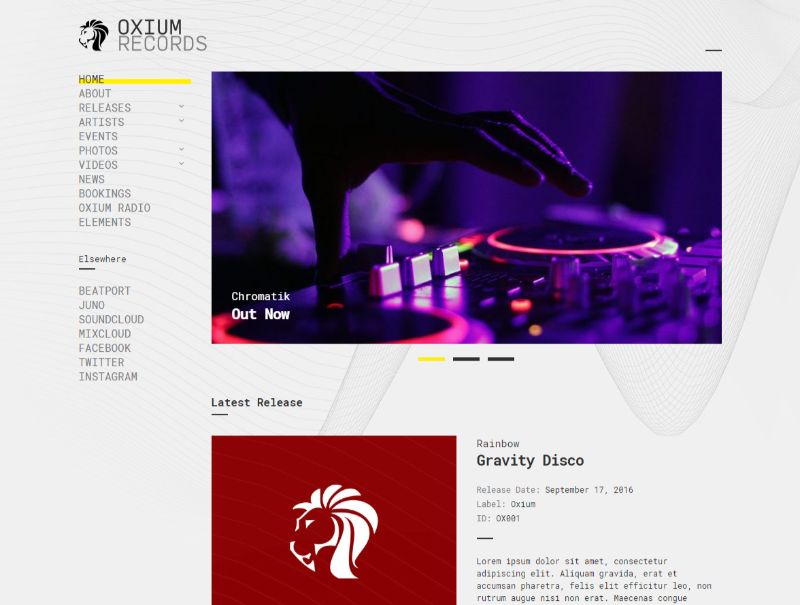 Oxium WordPress Music Theme