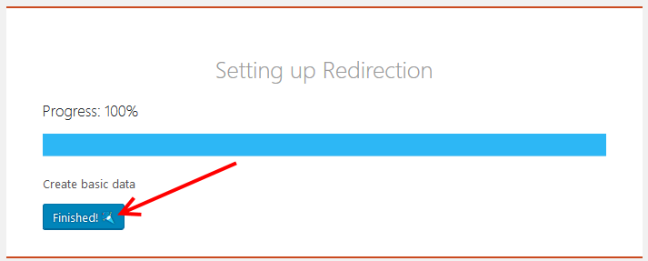 Redirection plugin finish setup