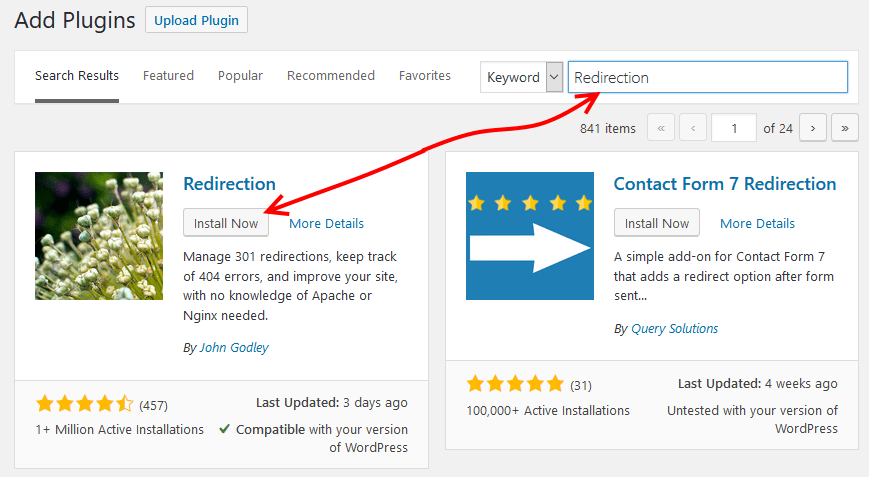 Install the Redirection WP plugin