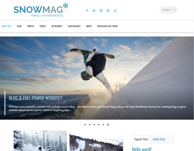 SnowMag Sports WordPress Theme