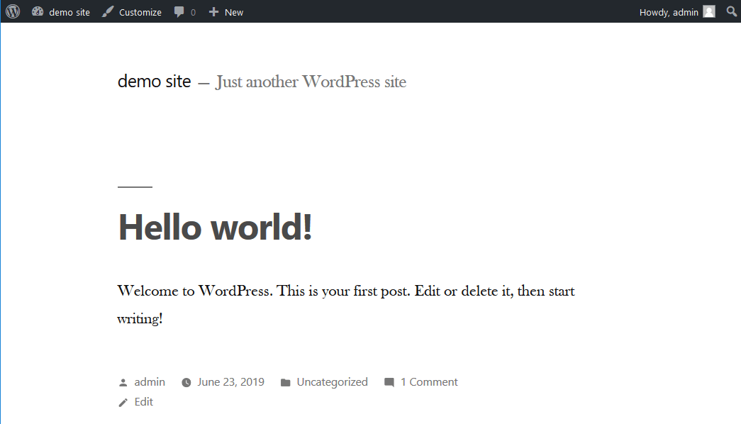 View reset WordPress in front