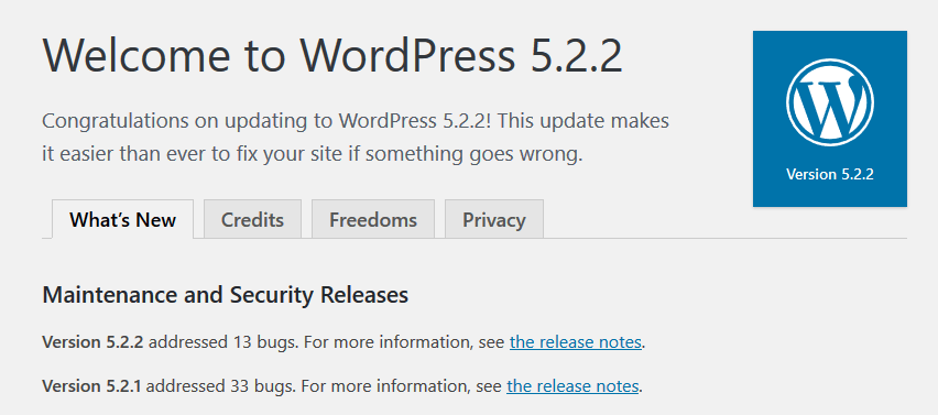 WordPress update complete