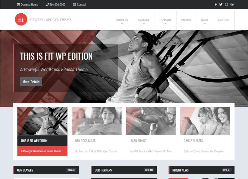 WPlook Fitness WordPress Theme