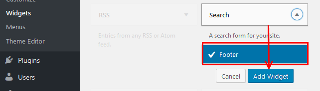 Select area to add widgets
