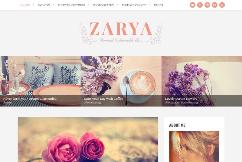 Zarya Feminine WordPress Theme