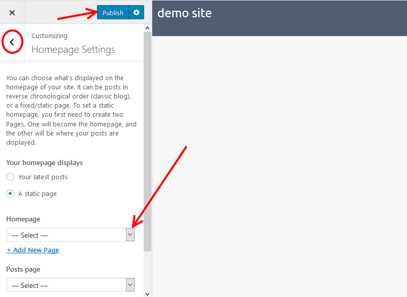 Customizing homepage settings