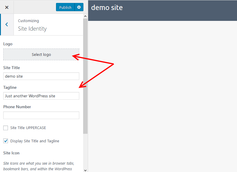 Customize site identity