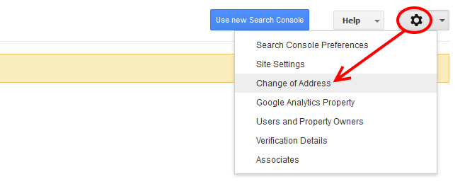 Change of address in Google Search Console