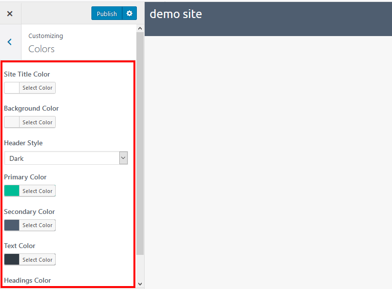 Customize site colors