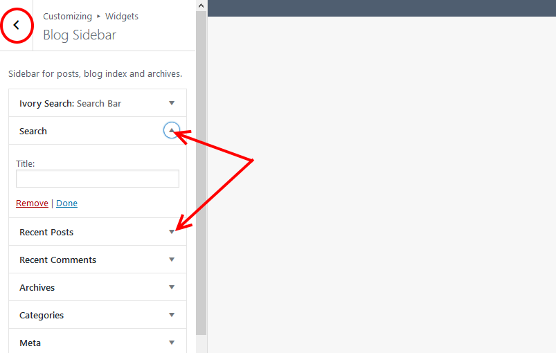 Customize widgets sidebar