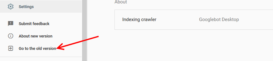 Old version Google Search Console
