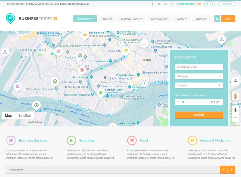 BusinessFinder Directory WordPress theme
