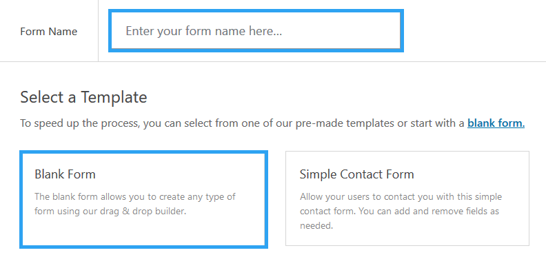Contact Form by WPforms add new form
