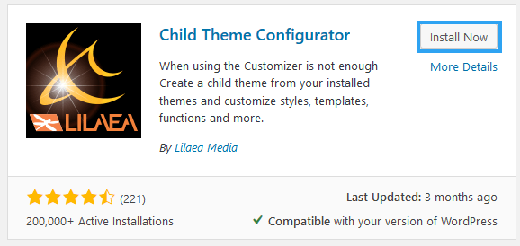 Install Child Theme Configurator WordPress plugin