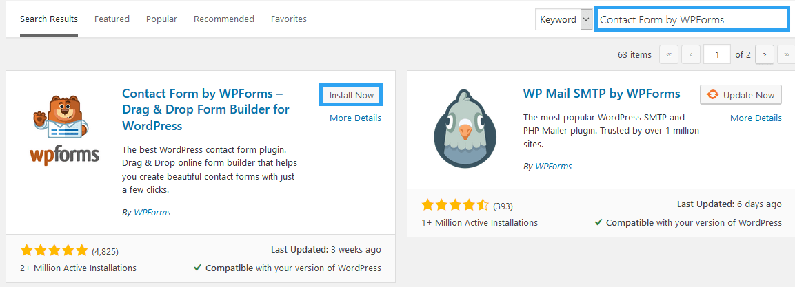 Install Contact Form by WPforms