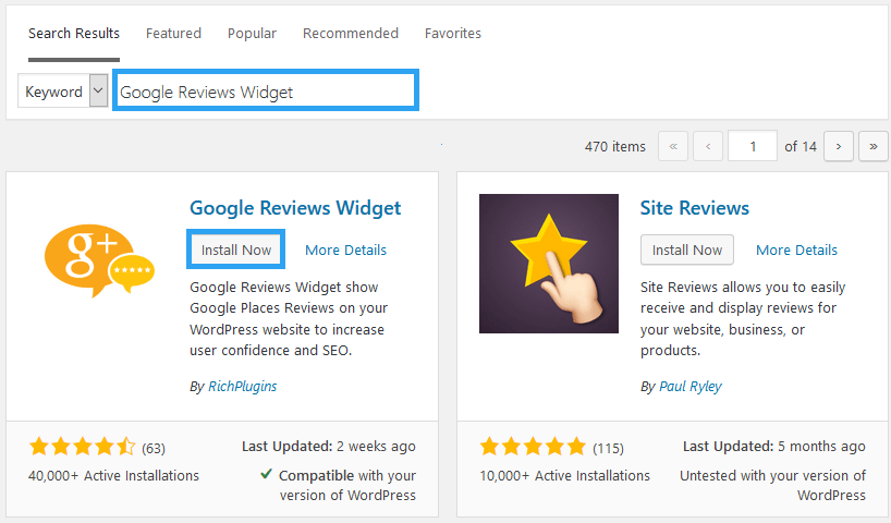 Install Google Reviews Widget Plugin