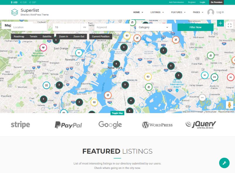 Superlist Directory WordPress theme