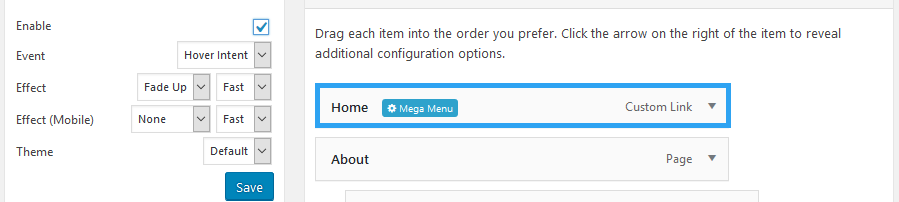 Enable mega menu using max mega menu