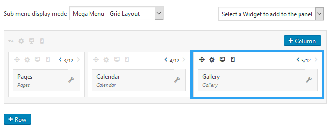 Create mega menu widget options