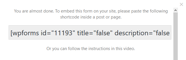 Embed form in your site