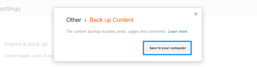 Save Content Backup on Blogger