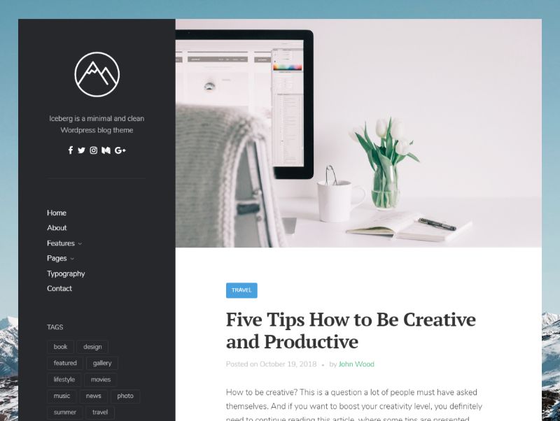 Iceberg Left Sidebar WordPress Theme