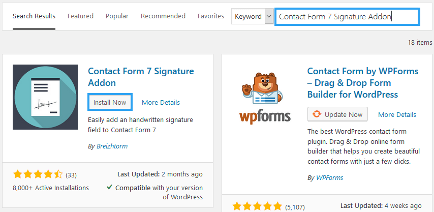 Install Contact Form 7 Signature Addon