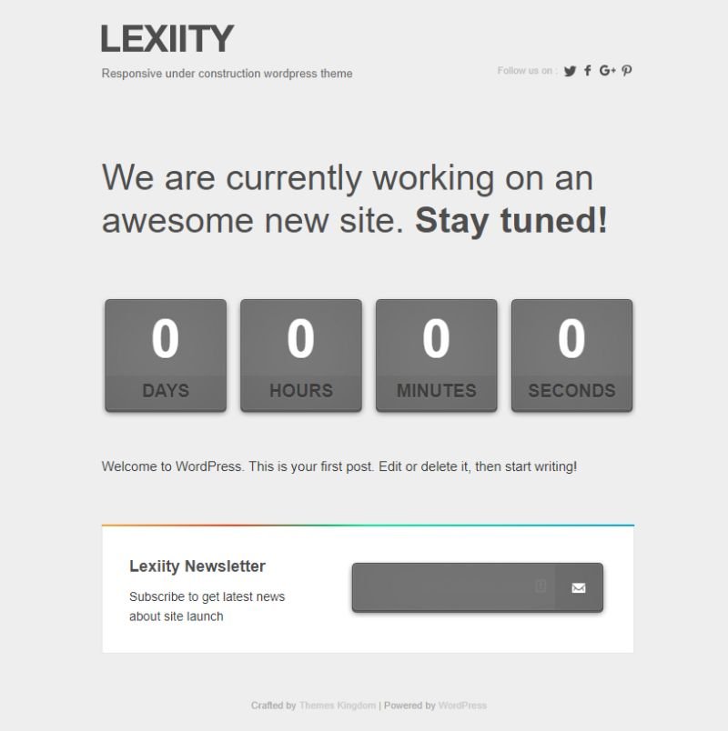 Lexiity Coming Soon WordPress Theme