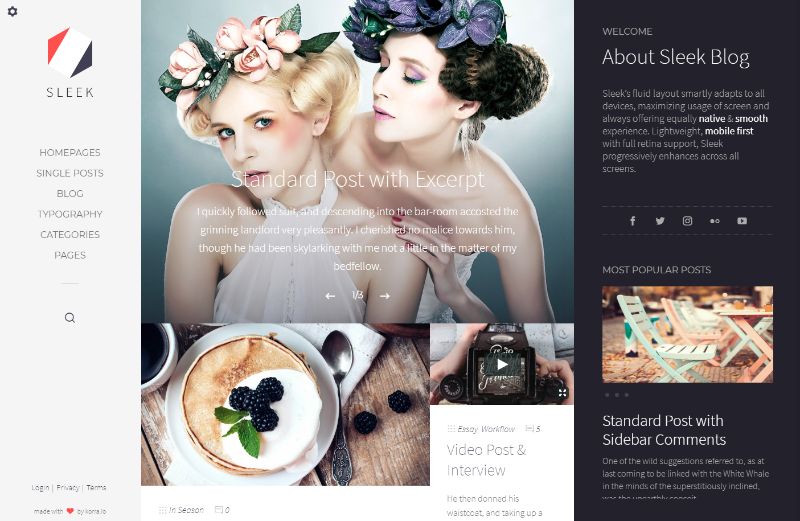 Sleek Left Sidebar WordPress Theme