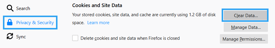 Clear cache firefox