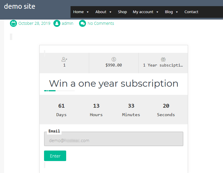 Display the giveaway