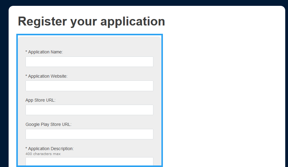 Tumblr Register Your Application