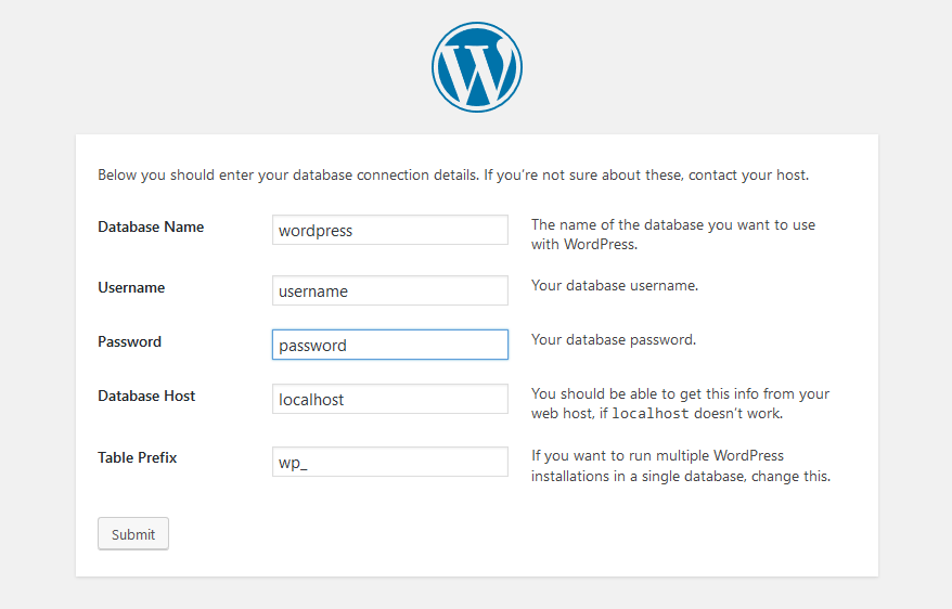 Setup WordPress