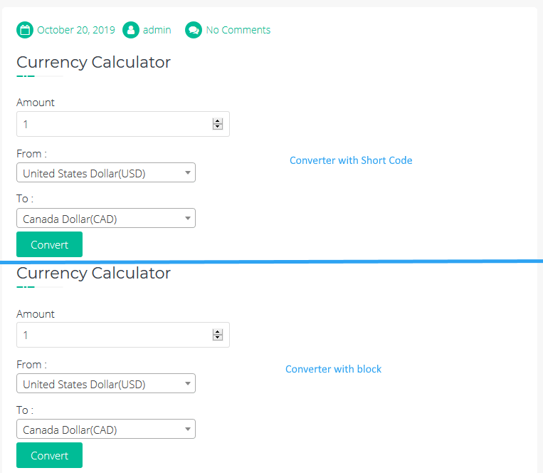 Currency converter page