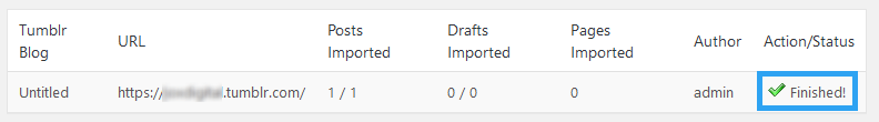 Importing Tumblr blog finished