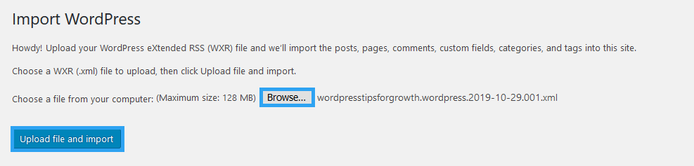 Import WordPress.com Website Files