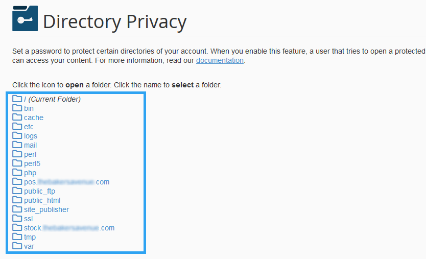 cPanel Directory Privacy