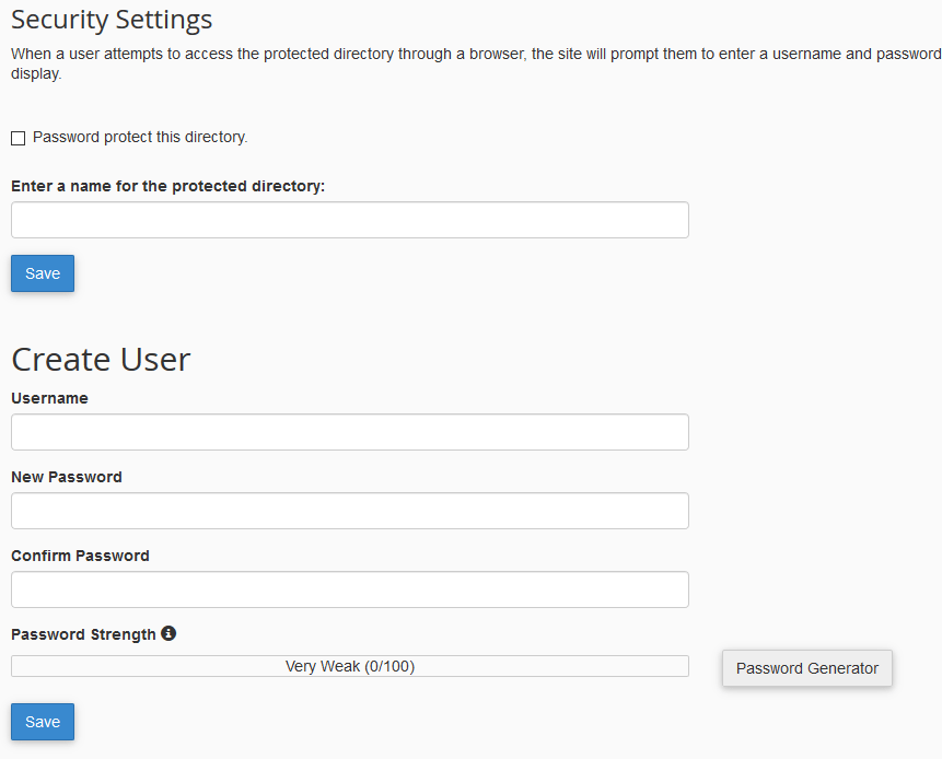 cPanel Security Settings