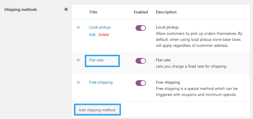 Flat rate WooCommerce