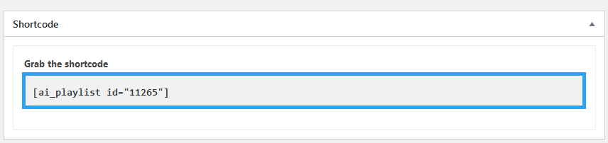 Copy shortcode and publish the playlist